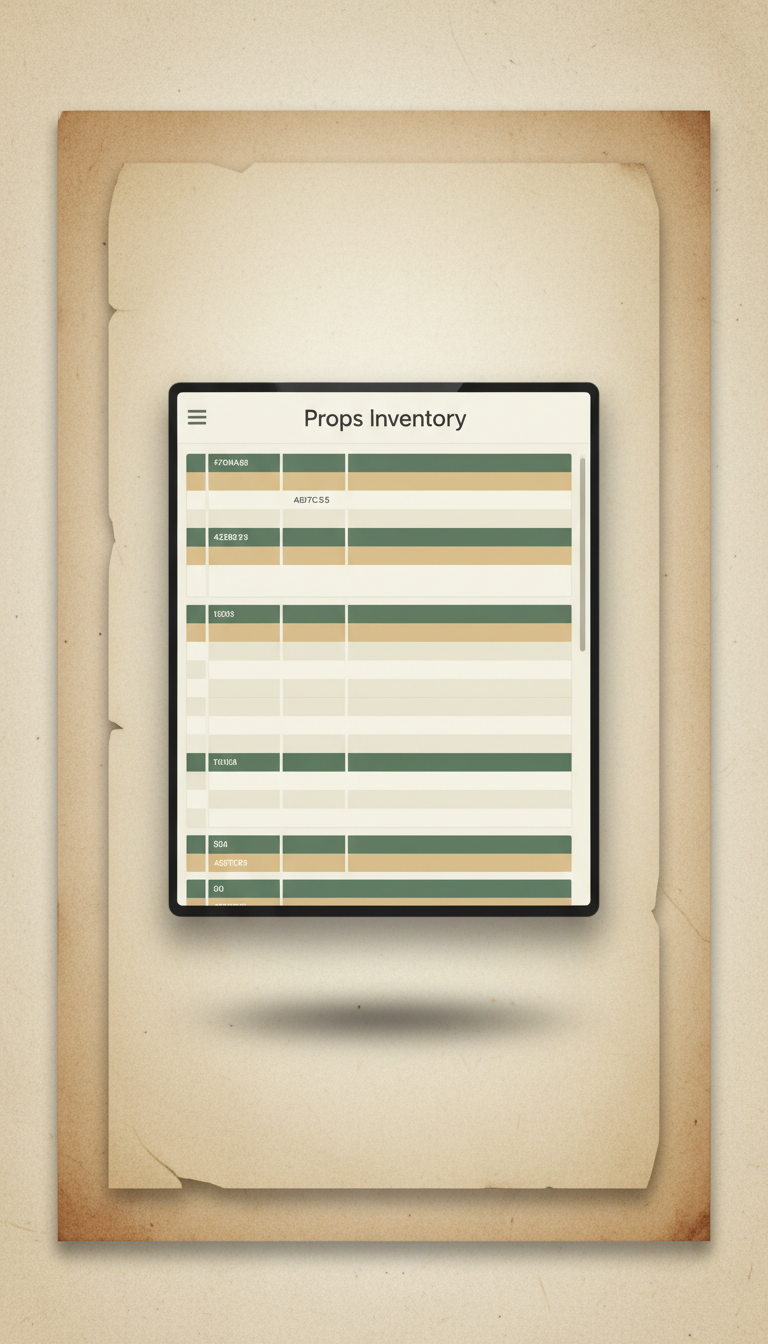 Props inventory with manuscript textures